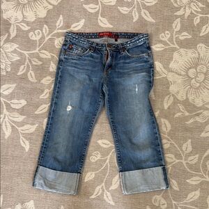 Big Star Blue Ankle Cropped Jeans with Distressed Details